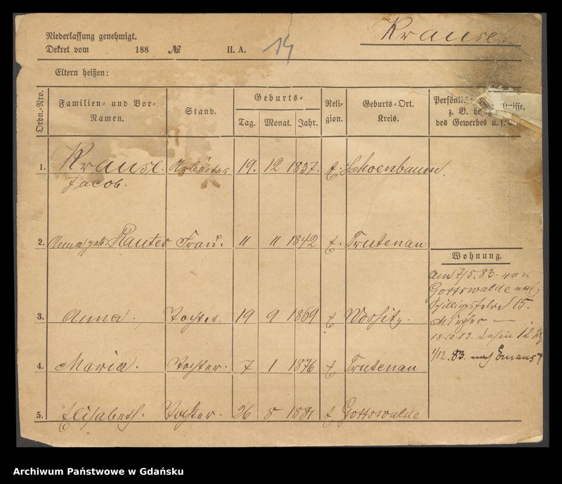 image.from.unit.number "Karty meldunkowe: Krause Ida - Krause Johann"