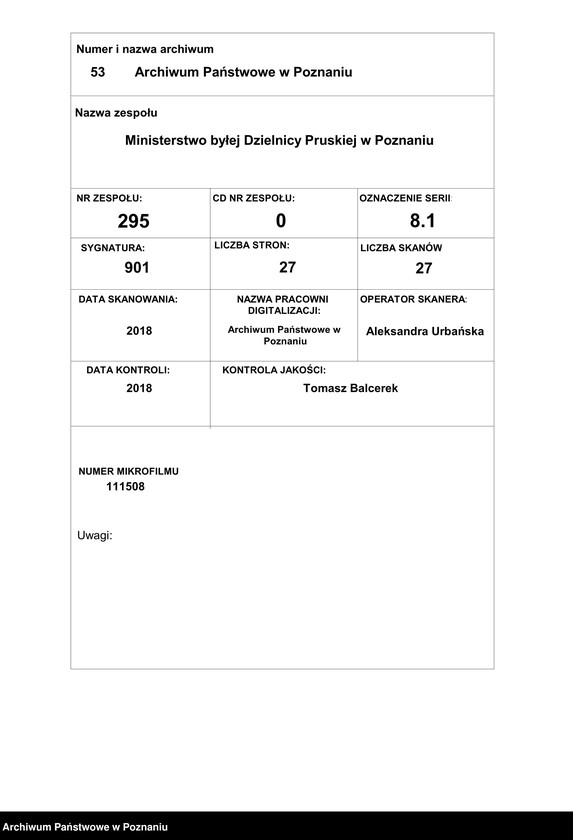 Obraz 1 z jednostki "[Materiały dotyczące spisu miejscowości powiatu nowotomyskiego]"