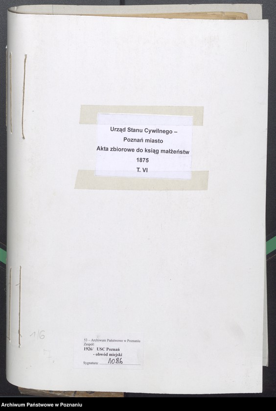 Obraz 2 z jednostki "Die von den Verlobten beigebrachten Urkunden zur Eheschliessung pro 1875"
