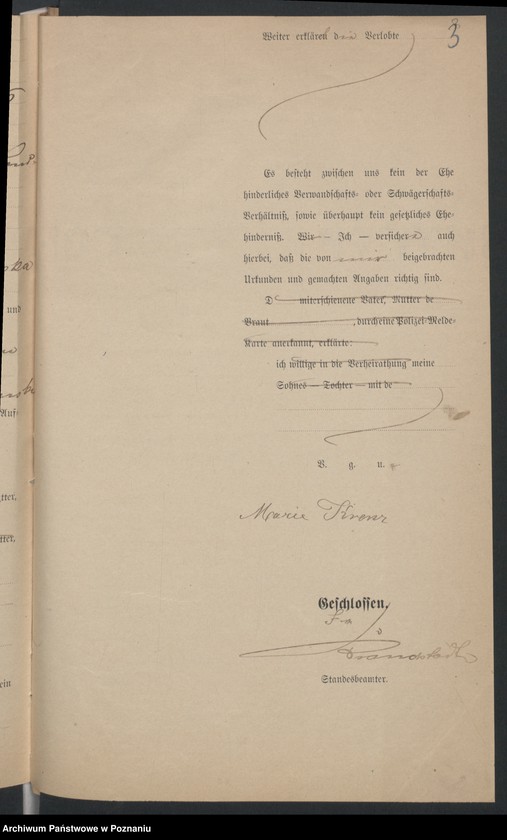 Obraz 5 z jednostki "Die von den Verlobten beigebrachten Urkunden zur Eheschliessung pro 1899"