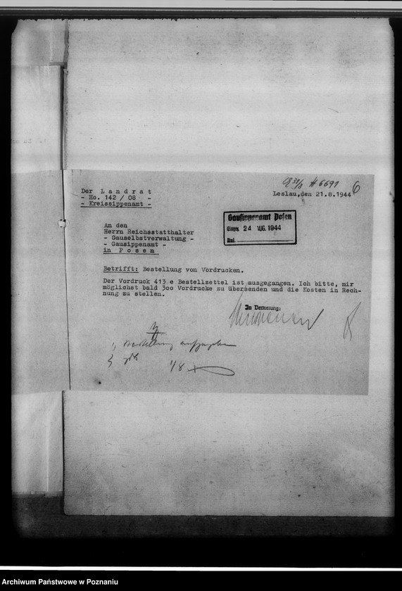 Obraz 10 z jednostki "Aufhebung der Personalunion von Stadt-und Kreissippenamt Leslau [Włocławek, województwo bydgoskie]"