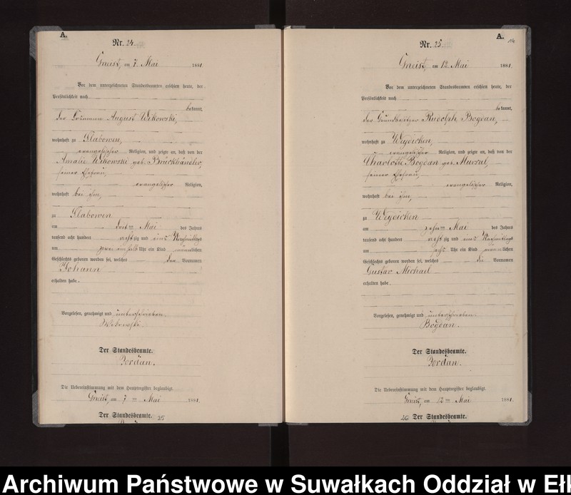 image.from.unit.number "Geburts-Neben-Register des Königlich Preussischen Standes-Amtes Gneist Kreis Loetzen"