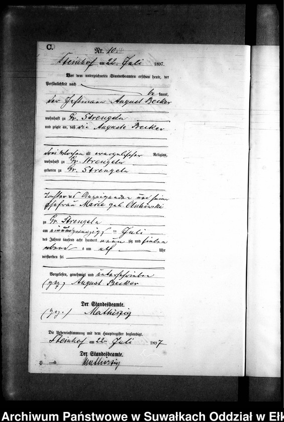 image.from.unit.number "Sterbe-Neben-Register des Preussischen Standes-Amtes Gr. Strengeln Kreis Angerburg"