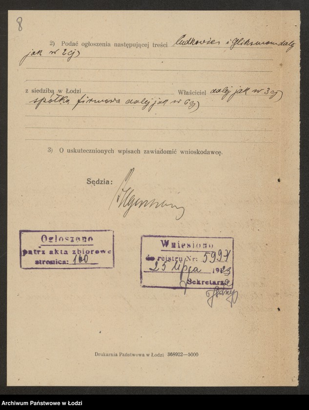 Obraz 10 z jednostki "Ludkowicz i Gliksman – sprzedaż towarów manufakturowych"