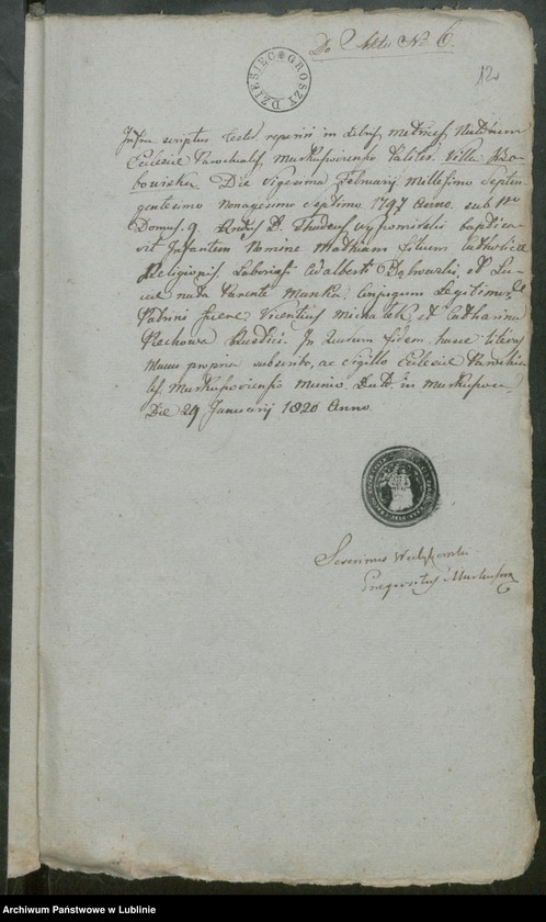 image.from.unit.number "Alegaty do ksiąg urodzeń, zapowiedzi, małżeństw i zgonów z lat 1820 - 1821"