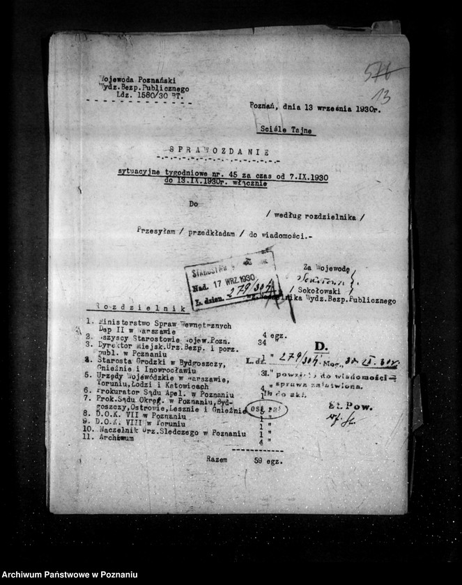 Obraz 18 z jednostki "Sprawozdania sytuacyjne tygodniowe za czas od 31 sierpnia do 2 października 1930 r. /44-48/"