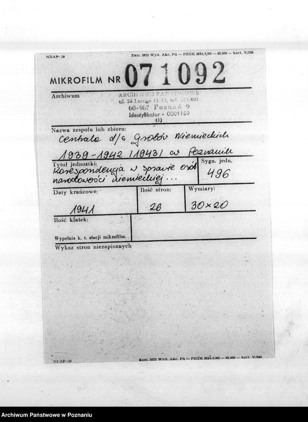 Obraz 2 z jednostki "Korespondencja w sprawie osób narodowości niemieckiej zaginionych w 1939 roku"