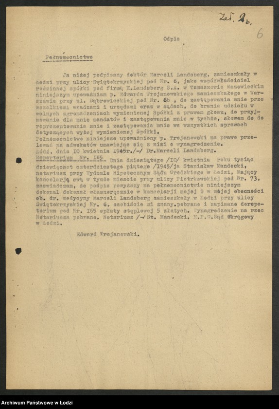 Obraz 7 z jednostki "Materiały dotyczące fabryki "H. Landsberg" - Państwowe Zakłady Wełniane Tomaszów Mazowiecki"