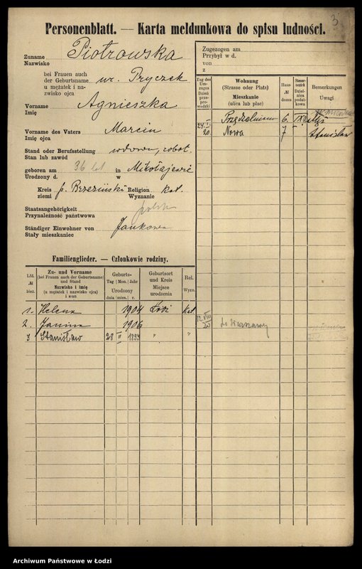 Obraz 5 z jednostki "[Spis ludności Łodzi] Piotrowska-Piotrowski"