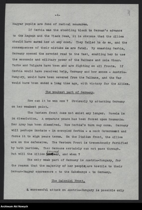 image.from.unit.number "Problemy polityczne i strategiczne Austro-Węgier i państw bałkańskich. Memoriały. Korespondencja. Wycinki prasowe; Załączniki: mapa kolei Austro-Węgier, 1918 r.: w Oddz. III AAN"