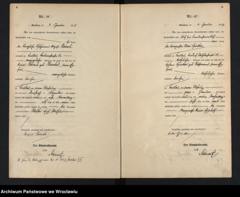 image.from.unit.number "Geburts-Haupt-Register Breslau I 1899 Band 1"