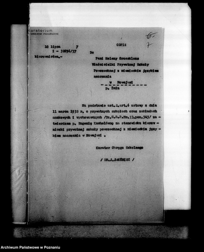 Obraz 10 z jednostki "Prywatna Szkoła Powszechna z niemieckim językiem nauczania w Nowejwsi powiat Żnin"