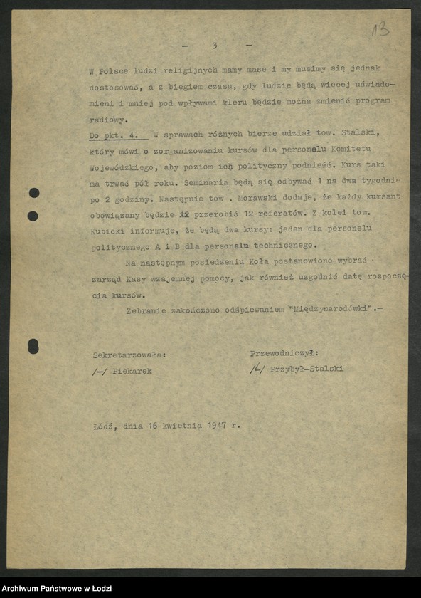 Obraz 14 z jednostki "Protokoły posiedzeń koła partyjnego przy Komitecie Wojewódzkim Polskiej Partii Robotniczej"