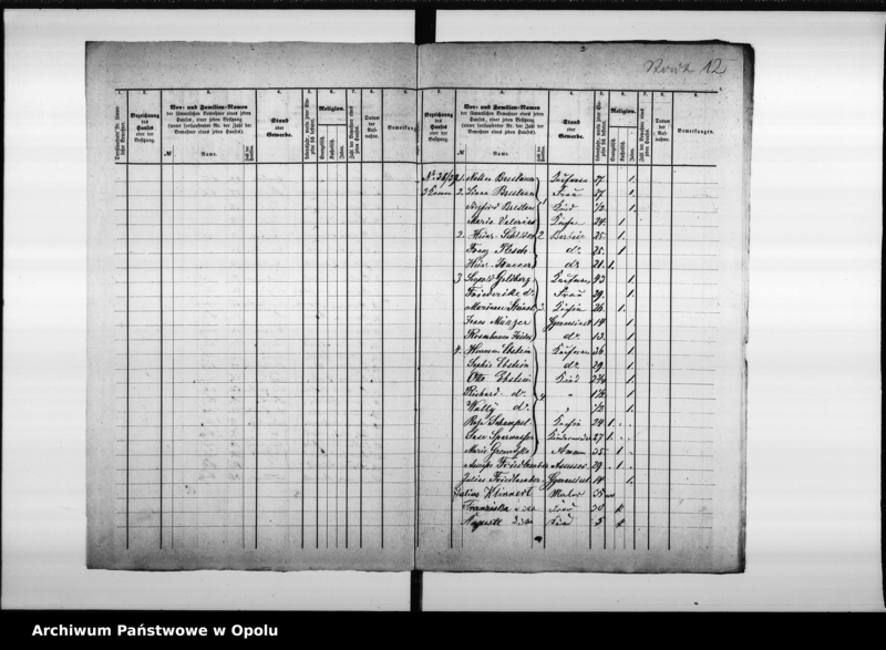 Obraz 13 z jednostki "Acta des Magistrats zu Oppeln betreffend die Aufnahme der Seelenzahl im Adalbert - Bezirk"