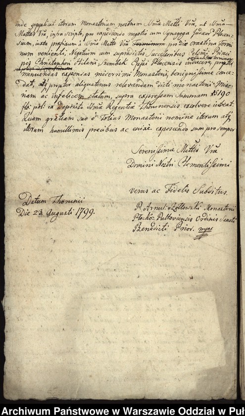 image.from.unit.number "Kopie i bruliony pism do władz pruskich w sprawie budowy nowego klasztoru w Pułtusku"