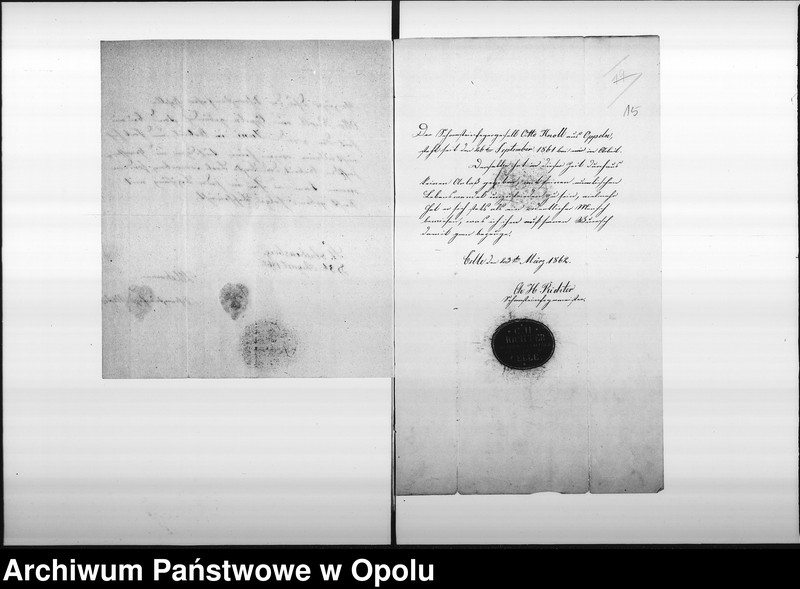 image.from.unit.number "Acta des Magistrats zu Oppeln betreffend die Anstellung des Schornsteinfegermeister Otto Knoll für den Oder - und Königs-Bezirk"