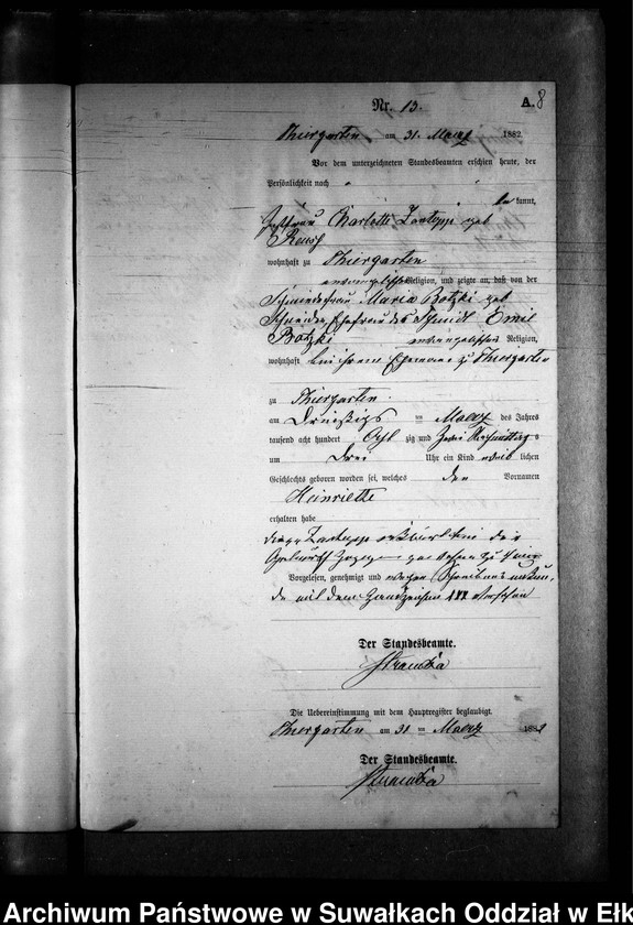 image.from.unit.number "Geburts-Neben-Register des Preussischen Standes-Amtes Prinowen Kreis Angerburg"