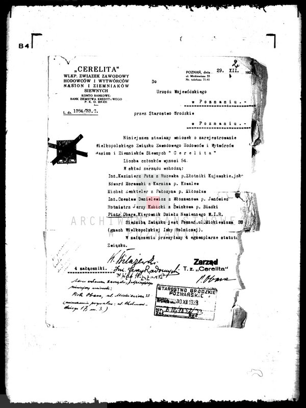 Obraz 6 z jednostki "/,,Cerelita" Wielkopolski Związek Zawodowych Hodowców i Wytwórców Nasion i Ziemniaków Siewnych/"