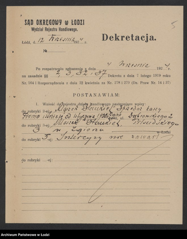 Obraz 7 z jednostki "Moszek Blankiet – sprzedaż kaszy – Zgierz"