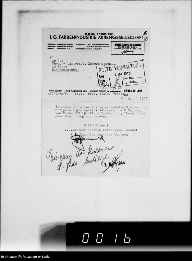 Obraz 14 z jednostki "[Korespondencja firm niemieckich oferujących dostawę środków chemicznych, farb, maszyn wiertniczych, tokarek i innych urządzeń oraz wapna dla zakładów produkcyjnych w Getcie].I-J-K."