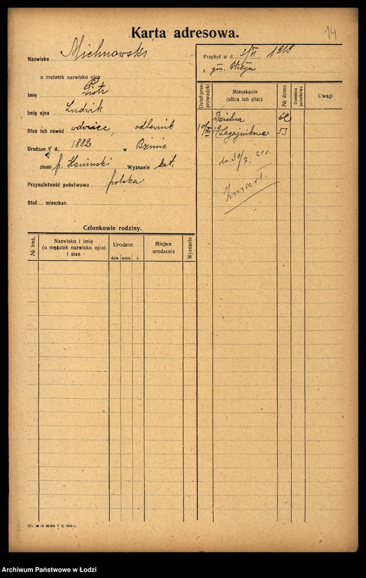 Obraz 16 z jednostki "[Spis ludności Łodzi] Michlicka - Mielczan"