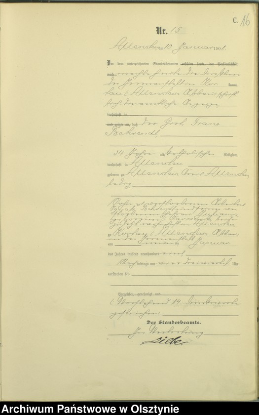 image.from.unit.number "Sterbe-Haupt-Register Tom I,Nr 1 - 399"