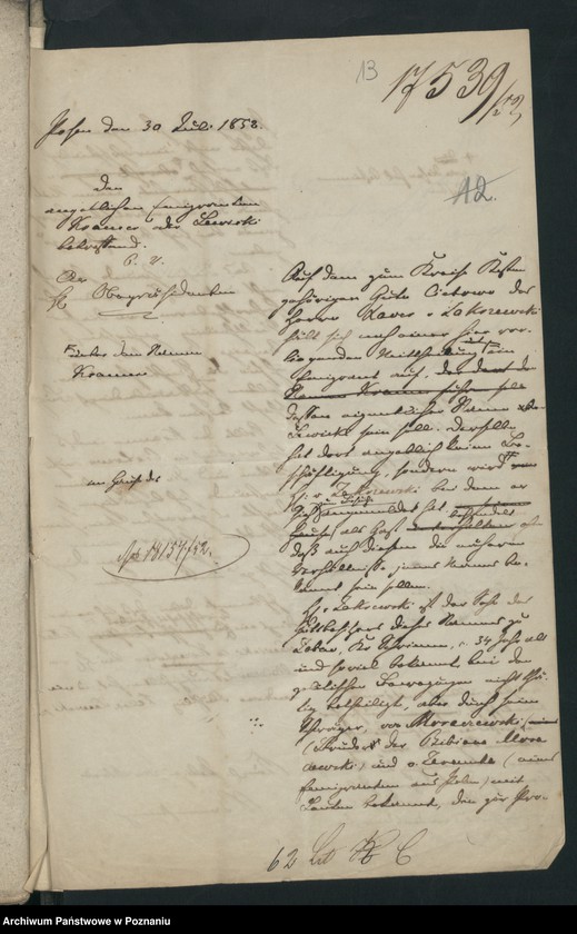 Obraz 19 z jednostki "A. betr. Franz Cramer, stud. theol. et phil. aus Posen zeitweilig beim Gutsbesitzer Xaver von Zakrzewski in Ciechowo"