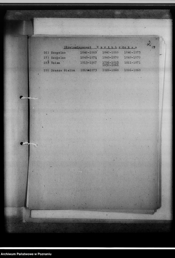 image.from.unit.number "Bücherverzeichnis betreff.: Kreissippenamt Warthbrücken [Koło]"