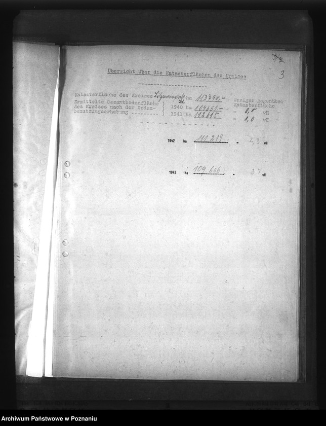 Obraz 7 z jednostki "Gegenüberstellung der ermittelten Wirtschaftsfläche zur Katasterfläche mit Regierungs- und Gauergebnis"