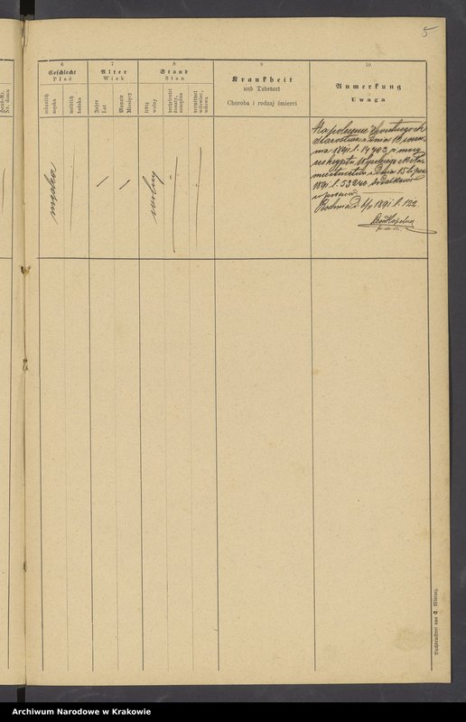 image.from.unit.number "Księga metr.[ykalna] śmierci okręgu metr.[ykalnego] izr.[aelickiego] bocheńskiego jako zeszyt uzupełniający rocznika 1871 [wraz z indeksem]"