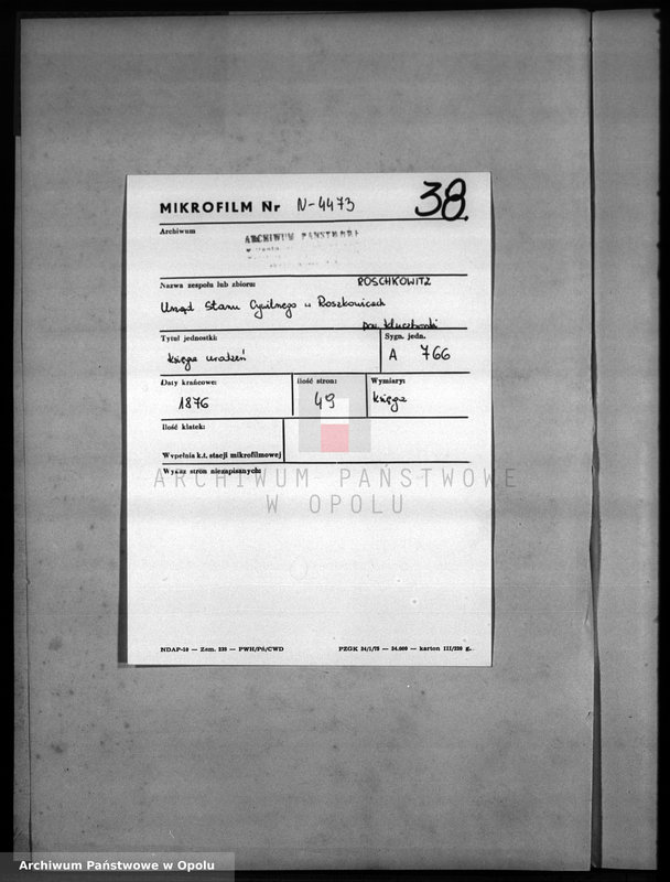 image.from.unit.number "Geburts-Neben-Register Standesamts Roschkowitz pro 1876"