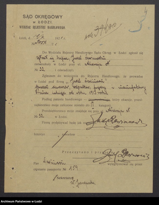 Obraz 6 z jednostki "Judel Lewinson- sprzedaż odpadków, surowców, przędzy i manufaktury"