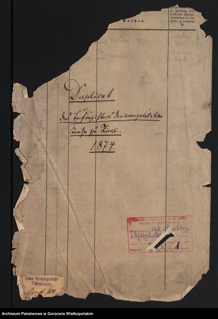 image.from.unit.number "Duplikate Kirchenbuch zu Zirke [Sieraków] (evangelisch)."