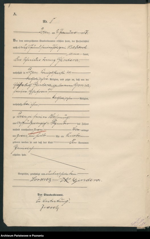 Obraz 11 z jednostki "Księga urodzeń tom I"