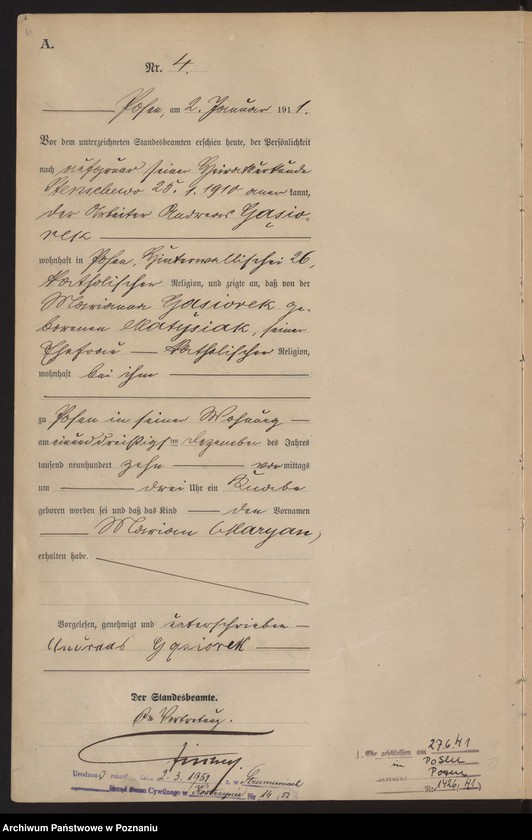 Obraz 5 z jednostki "Księga miejscowa urodzeń tom I [Rejestr główny urodzeń]"