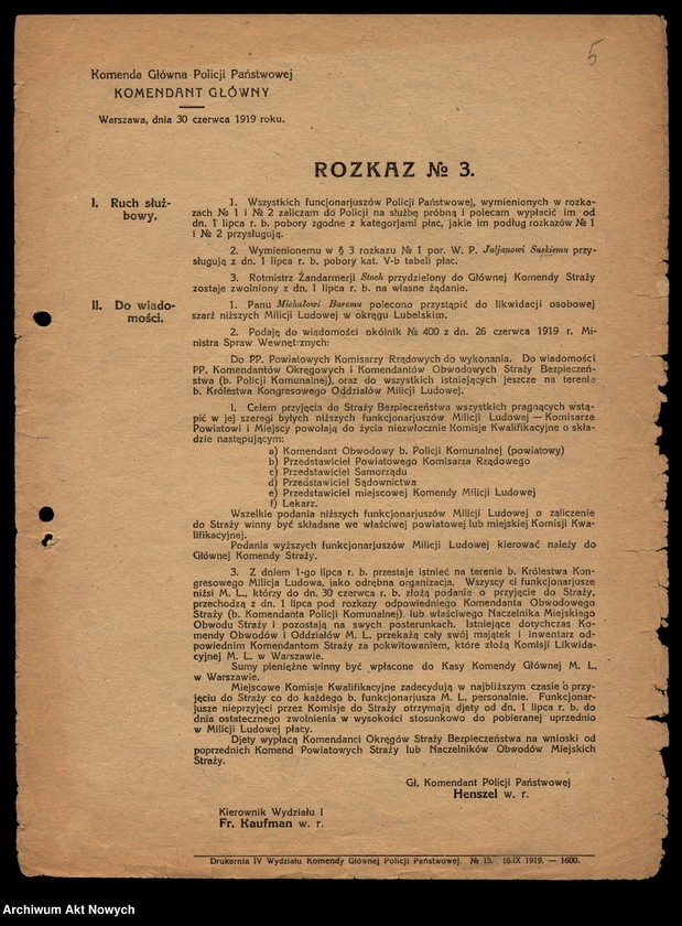 Obraz 8 z jednostki "[Rozkazy Komendanta Głównego Policji Państwowej]"