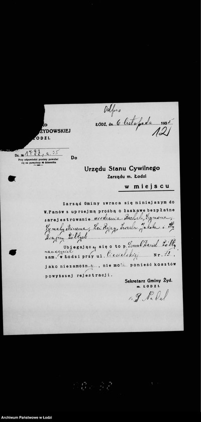 Obraz 17 z jednostki "Akta dotyczące spraw Urzędu Stanu Cywilnego"