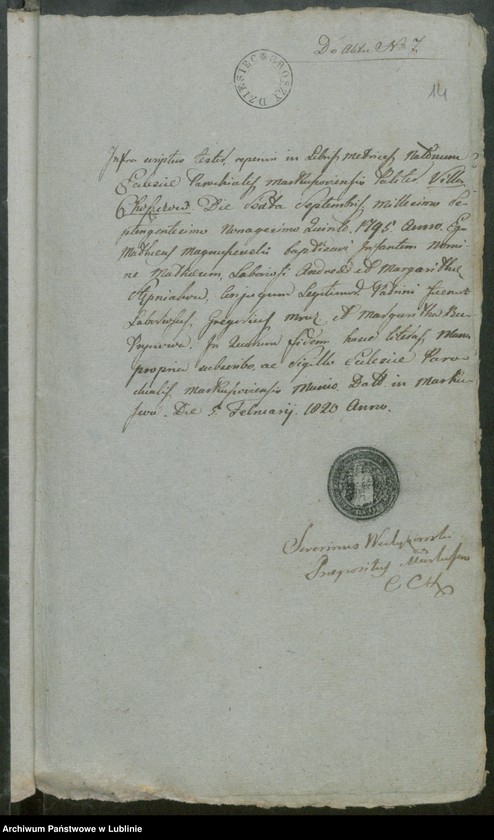 image.from.unit.number "Alegaty do ksiąg urodzeń, zapowiedzi, małżeństw i zgonów z lat 1820 - 1821"