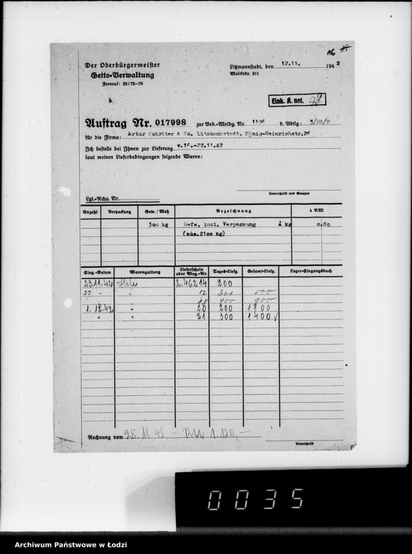Obraz 20 z jednostki "Lebensmitteleinkauf. Aufträge, [Lieferscheinen und Rechnungen] 17941-18000"