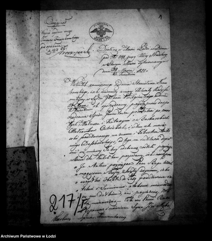 image.from.unit.number "Akta tyczące się ustanowienia opieki nad nieletnimi po zmarłych małżonkach Ostojskich"