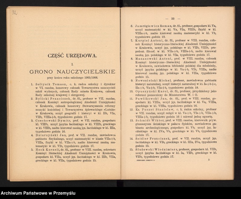 image.from.unit.number "Sprawozdanie dwudzieste trzecie Dyrekcji c.k. Gimnazjum III. w Krakowie za rok szkolny 1906"