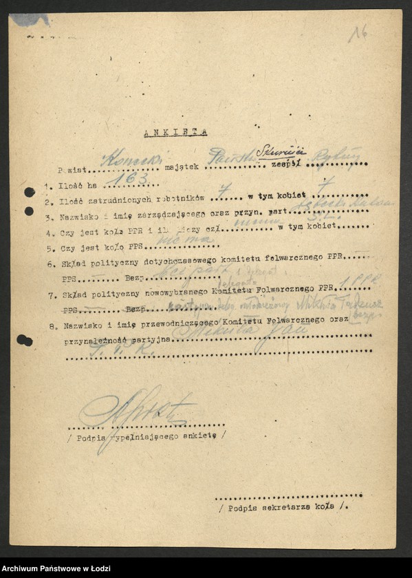 Obraz 17 z jednostki "Ankiety kół partyjnych w majątkach"