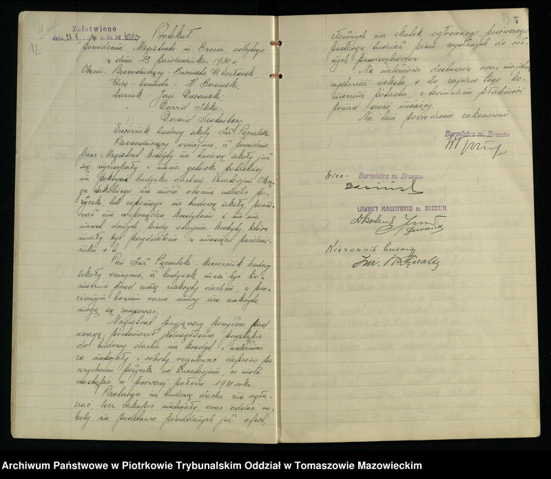 image.from.unit.number "Księga protokołów posiedzeń Magistratu [miasta] Brzezin w sprawie budowy szkoły powsz[echnej]"