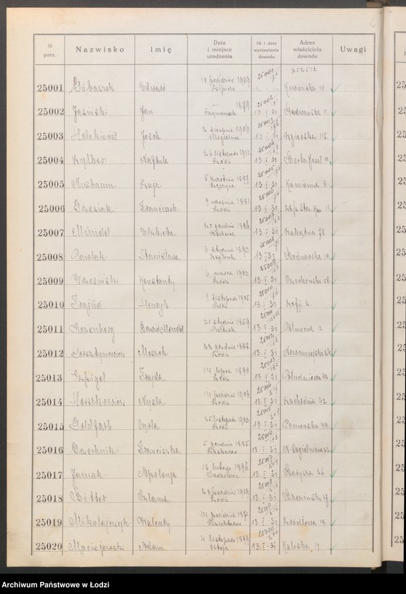 image.from.unit.number "Ewidencja dowodów osobistych wydanych przez Zarząd gminy Łódź od nr 25001 do 30000"