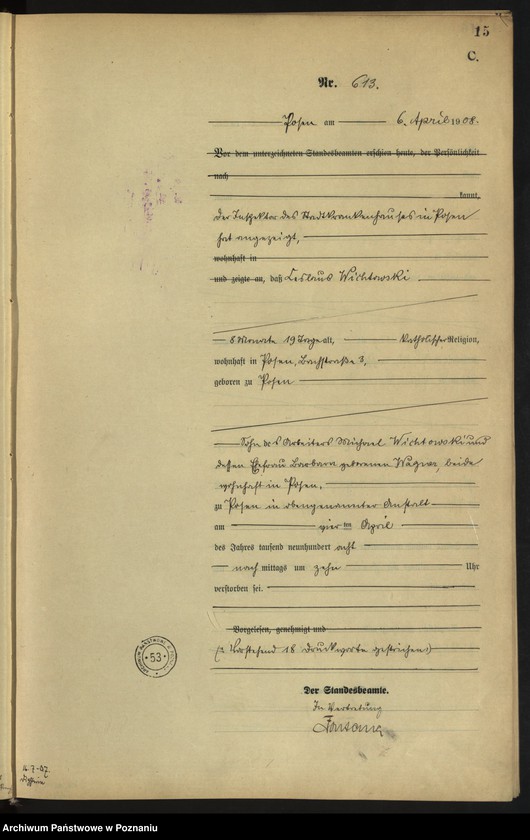 Obraz 17 z jednostki "Księga miejscowa zgonów tom II [Rejestr główny zgonów]"