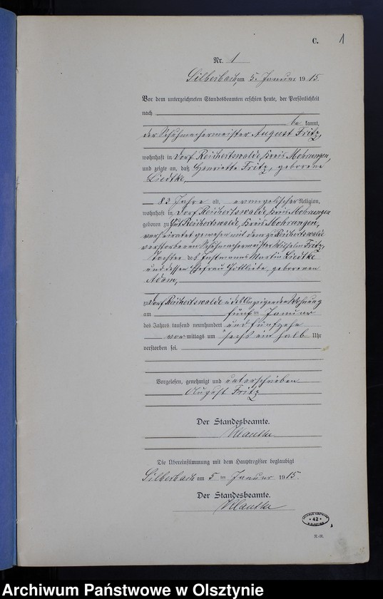 image.from.unit.number "Sterbe-Neben-Register Nr 1 - 45"