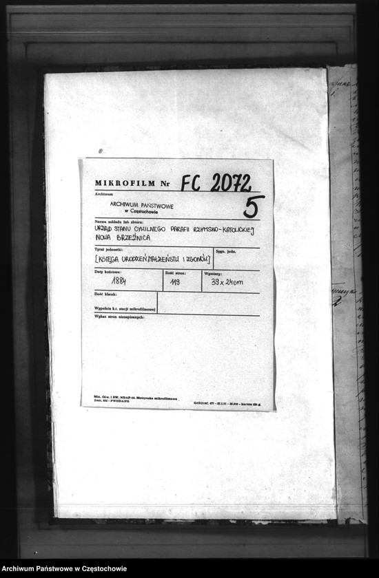 image.from.unit.number "Księga urodzeń, małżeństw i zgonów w roku 1884"