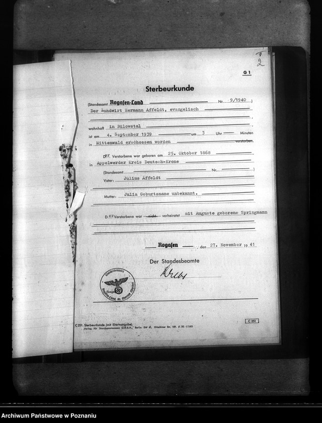 Obraz 6 z jednostki "Kreis Obornik (Oborniki). Wykazy miejscowych Niemców, którzy zginęli w 1939 roku"