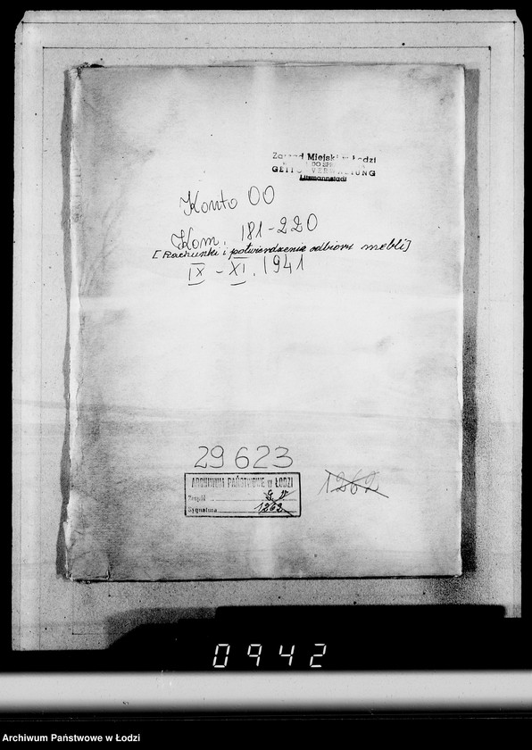 Obraz 4 z jednostki "Konto 00, Komm.181-220 [Rachunki i potwierdzenia odbioru mebli]"