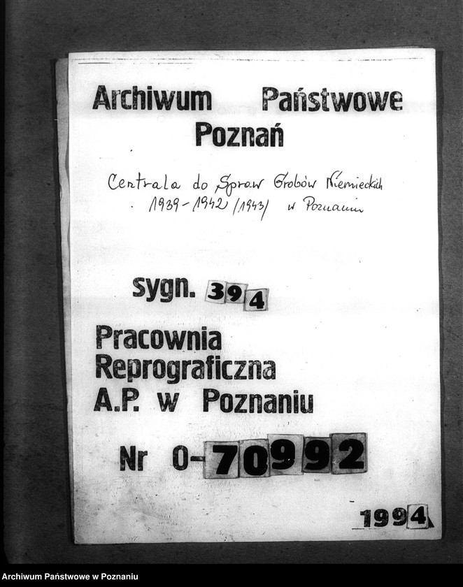 Obraz 1 z jednostki "Kreis Obornik (Oborniki). Wykazy miejscowych Niemców, którzy zginęli w 1939 roku"